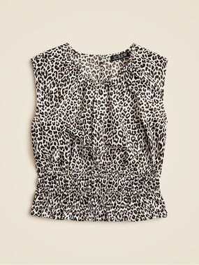 NWT J. Crew Hyacinth Top in Leopard Cotton Poplin - Size Medium
